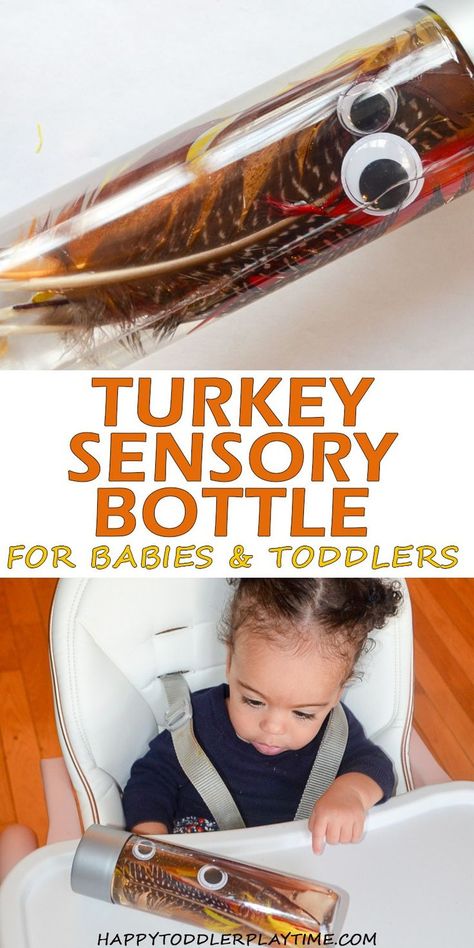 Turkey Sensory Bottle – HAPPY TODDLER PLAYTIME Here is a fun and easy to make Thanksgiving sensory bottle. It’s a great way to involve babies and toddlers in the holiday fun! #thanksgivingcrafts #thanksgivingcraftsforkids #sensorybottles #sensory #babyactivity Thanksgiving Toddler Activities, Thanksgiving Sensory, Thanksgiving Activities For Toddlers, Fun Thanksgiving Activities, November Lesson Plans, Thanksgiving Lesson Plans, Thanksgiving Activities Preschool, Thanksgiving Crafts For Toddlers, Thanksgiving Toddler