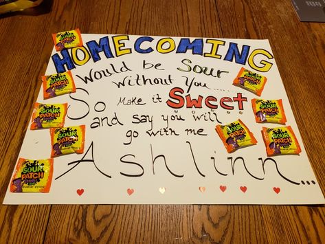 Sweet and simple.... as well as sweet and sour Simple Dance Proposal Ideas, Sour Patch Hoco Proposals, Hoco Proposals Ideas With Candy, Skittles Homecoming Proposal, Hoco Proposals Ideas Candy, Candy Hoco Proposals, Sour Patch Kids Hoco Proposal, Candy Homecoming Proposals, Sadie Proposals Ideas