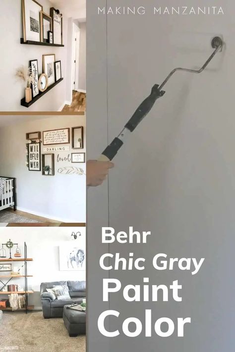 Behr Chic Gray Color Palette, Best Behr Gray Paint Colors Bathroom, Behr Paint Color Graycloth, Behr Gray Paint Colors Living Rooms, Behr Paint Chic Gray, Whitish Gray Paint Colors, Behr Chic Gray Living Room, Chic Gray Behr Paint Living Room, Repose Gray Behr Match