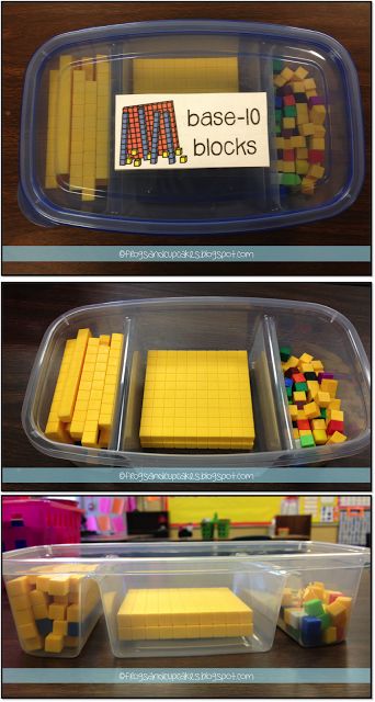 This is a great way to store Base Ten Blocks and make them accessible for students to use.  This idea is from Tales of Frogs and Cupcakes Base 10 Blocks, Base Ten Blocks, Teaching Organization, Math Place Value, Base Ten, Math Manipulatives, Classroom Organisation, 2nd Grade Classroom, Unit Studies