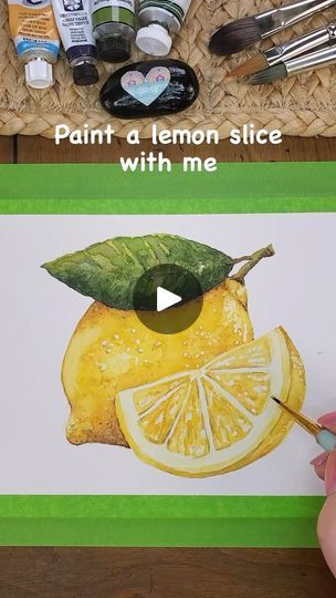 Lemons Painting Acrylic, Lemon Painting Acrylic Easy, Lemon Slice Painting, Coffee Art Painting, Walden Pond, Sap Green, Cadmium Yellow, Lemon Painting, Lemon Art