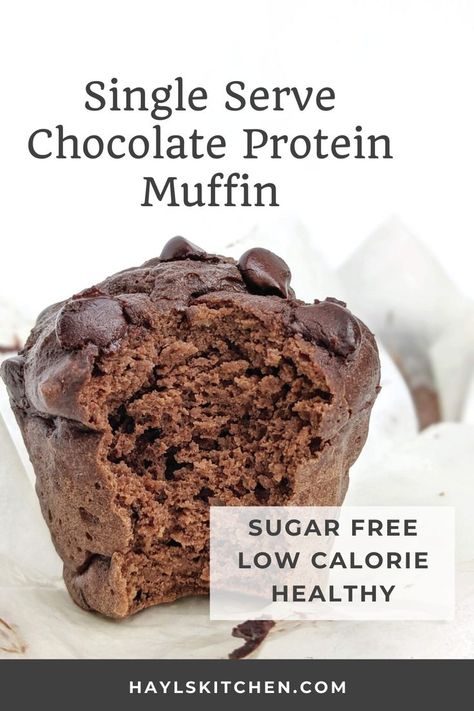 Muffin For One, Protein Powder Muffins, Chocolate Protein Muffins, High Protein Muffins, Baking With Protein Powder, Low Calorie Chocolate, Low Sugar Diet Recipes, Low Calorie Protein, Quick Protein