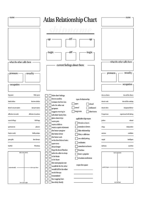 Vtuber Character Sheet Template, Ship Writing Prompts, Oc Ship Template, Character Info Sheet Template, Oc Info Sheet Template, Oc Character Sheet Template, Custom Character Sheet, Oc Charts, Ship Chart