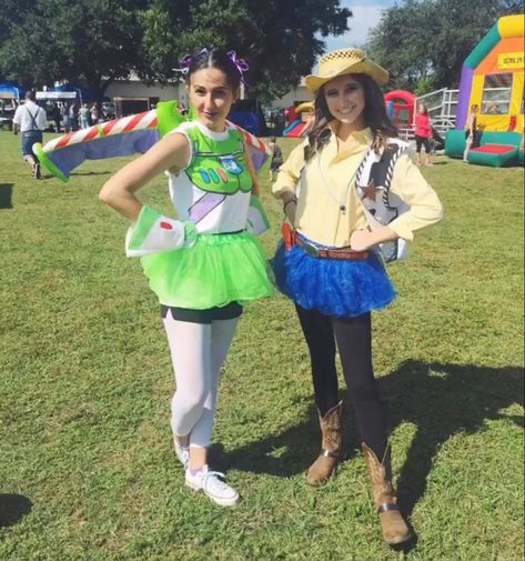 buzz lightyear & woody costume #halloween #costume #halloweencostume #buzightyear #woody #toystory #toystorycostume #disney #disneycostume #funny #funnycostume #dressup #bestfriendcostume #groupcostume #bffhalloweencostumes Buzz Lightyear Costume Girl, Buzz Costume Women, Buzz And Woody Halloween Costumes, Buzz Lightyear Costume Women Diy, Diy Buzz Light Year Costume Women, Buzzlight Year Halloween Costumes, Partner Costumes Friends, Buzz And Woody Costume, Buzz Lightyear Costume Women