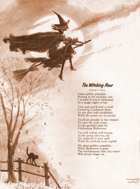 Halloween Poems, Imprimibles Halloween, Storybook Theme, Autumn Diy, Witch Flying, Vintage Halloween Images, The Witching Hour, Witching Hour, Halloween Illustration