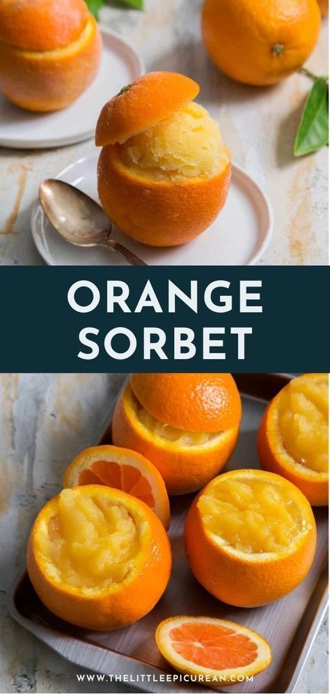 Orange Dessert, Healthy Ice Cream Recipes, Orange Sorbet, Ice Cream Maker Recipes, Sorbet Recipes, Fruity Desserts, Summer Dessert Recipes, Vegan Ice Cream, Food Shows