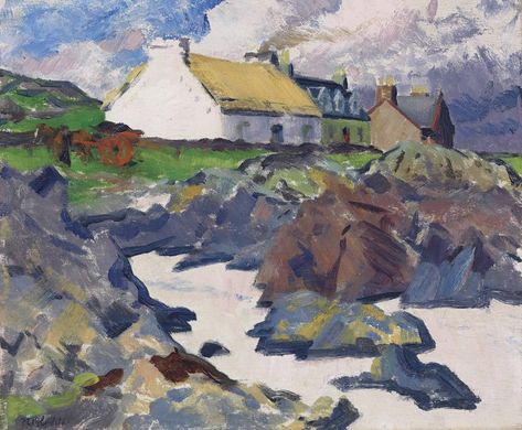 Scottish Colourists, Celtic Ireland, Scotland Landscape, Abstract Expressionist Art, Scottish Art, Scottish Artists, Scottish Landscape, Building Art, Landscape Artwork