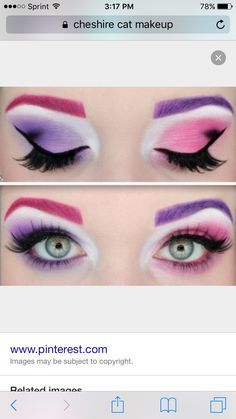 Cheshire Cat Fancy Dress, Cat Eye Makeup Halloween, Chesire Cat Costume, Cheshire Cat Cosplay, Cheshire Cat Makeup, Cheshire Cat Halloween, Pink Halloween Costumes, Alice In Wonderland Makeup, Cat Costume Diy