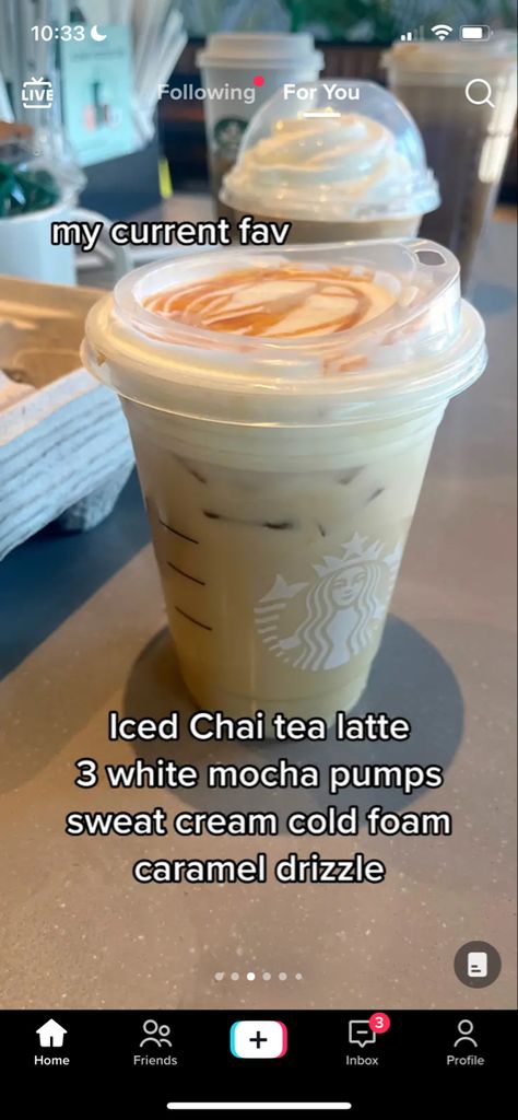 Chai Tea Latte Starbucks, Starbucks Drink Menu, Starbucks Secret Menu Recipes, Cold Starbucks Drinks, Starbucks Order, Secret Starbucks Recipes, Starbucks Drinks Diy, Iced Starbucks Drinks, Coffee Recipes Starbucks