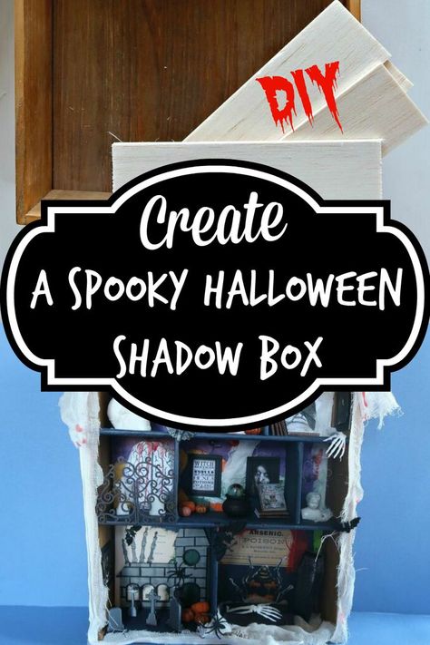 Halloween crafts let your explore your dark side!  Get your ghoul on and make a Spooky Halloween Shadow Box craft!  It's a fun and easy DIY!  #hometalk #shadowbox #halloween #halloweendecoration #halloweencrafts #halloweendiy | halloween decorations | halloween decor | halloween decor ideas | halloween ideas | Handmade | homemade #handmade #homemade Halloween Shadow Box Ideas, Scrapbook Shadow Box, Shadow Box Diy, Goth Diy, Creepy Crafts, Halloween Shadow, Halloween Village Display, Spooky Halloween Crafts, Empty Book