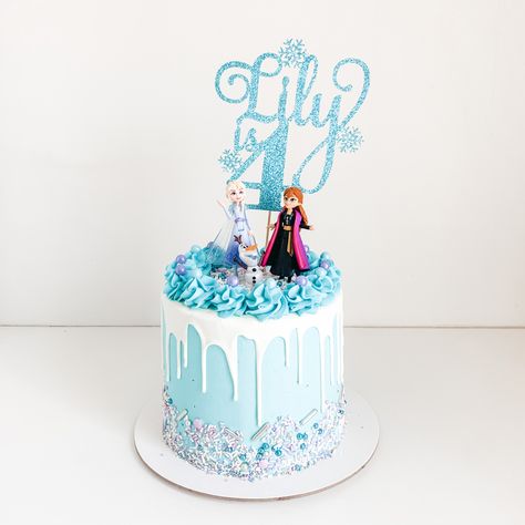 Frozen Cake With Cupcakes, Frozen Bday Cake Ideas, Frozen Cake And Cupcakes, Frozen Drip Cake, Frozen Themed Birthday Party Cake, Frozen Cakes Birthday, Frozen Cake Ideas Birthdays, Simple Frozen Birthday Cake, Simple Frozen Theme Cake