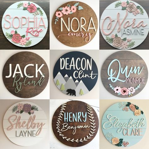 We really love designing these name boards and it makes our day when we see your photos of them in your #nursery #kidsroom or used as a #babyshowerdecorations  decorations Roses Nursery, Floral Name Sign, Floral Baby Bedding, Sign Flowers, Name Board, Southern Baby, Unisex Baby Names, Baby Girl Name, Name Boards