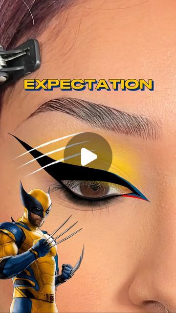 Wolverine Eye Makeup, Wolverine Makeup Female, Deadpool And Wolverine Makeup, Deadpool Makeup Eye, Deadpool Inspired Makeup, Wolverine Hairstyle, Wolverine Makeup, Deadpool Makeup, Fade Into Hue Palette