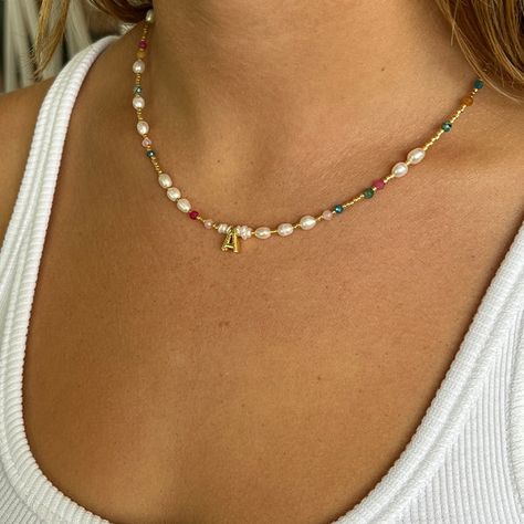 SHOP ALL - Arms Of Eve USA Summer Necklace Stack, Diy Initial Necklace, Beaded Jewelry Summer, Diy Necklace Ideas, Pearl Necklace Diy, Diy Beaded Necklace, Summer Beaded Necklace, Pearl Bead Necklace, Gold Beaded Necklace