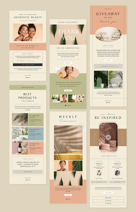 Newsletter Design Layout, Skincare Website, Website Branding Design, Email Layout, Newsletter Layout, 잡지 레이아웃, Modern Marketing, Email Newsletter Template, Email Design Inspiration