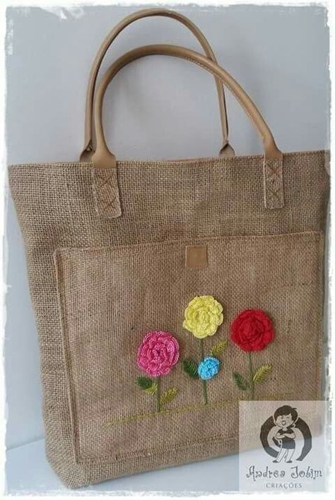 Diy Bags Easy, Jute Bags Design, Crochet Placemat Patterns, Cotton Shopping Bags, Burlap Bags, Jute Tote Bags, Diy Bags Purses, Tote Bags Sewing, Jute Bag