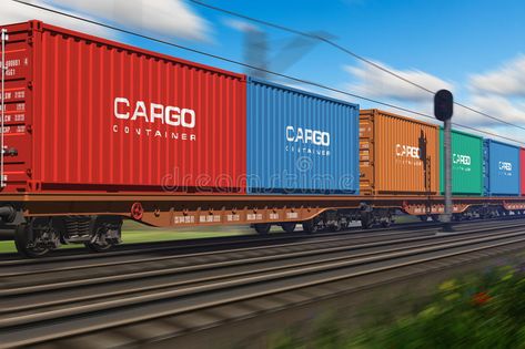 Freight train with cargo containers. Passing by with motion blur effect , #ad, #cargo, #containers, #Freight, #train, #blur #ad Container Company, Reefer Container, Mural Room, Freight Train, Cargo Container, Cargo Services, Flatbed Trailer, Ocean Freight, Rail Road