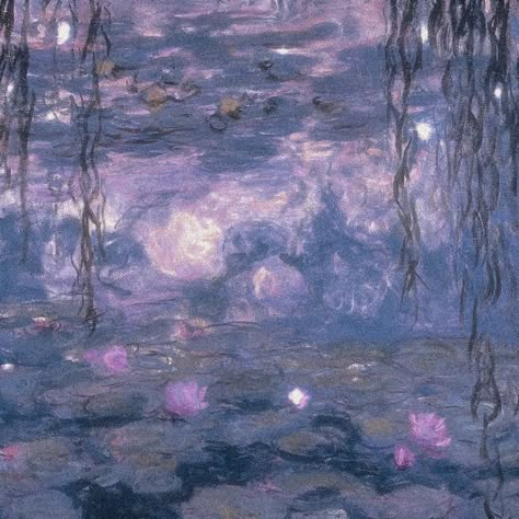 Purple Painting, Purple Art, Aesthetic Painting, Romantic Art, Ethereal Art, Dreamy Art, Painting Art Projects, Purple Aesthetic, Water Lilies