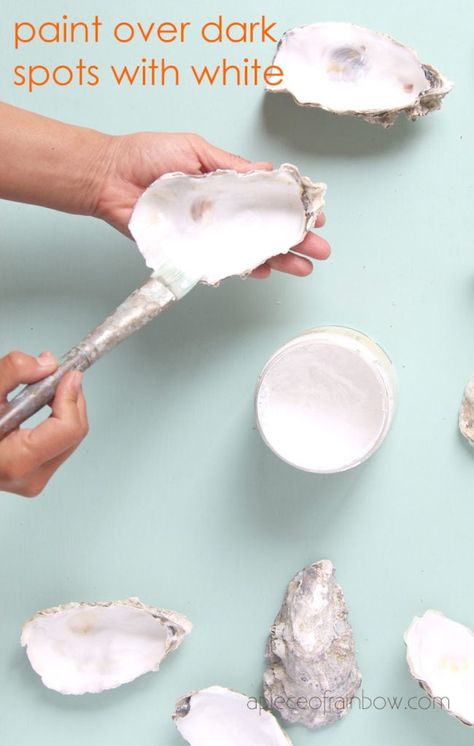 Anthropologie Style DIY Oyster Shell Trinket Dish - A Piece Of Rainbow Oyster Shell Art Projects, Diy Oyster Shell, Oyster Shells Diy, Anthropologie Diy, Diy Anthropologie, Bohemian Crafts, Shell Trinket Dish, Catch All Tray, Oyster Shell Crafts