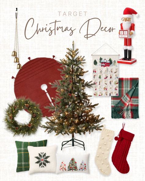 Boho Christmas Tree With Red, Christmas Colors Ideas, Red Green And Gold Christmas Decor, Christmas Decorations Red And Gold, Green Christmas Tree Decor, White And Green Christmas Tree, Grandma Room, Red And Green Christmas Decor, Red White And Green Christmas