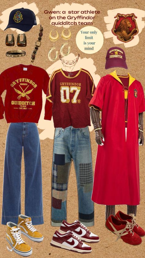 #gryffindor #gryffindoraesthetic #outfitinspo #quidditch Gryffindor Outfit Aesthetic, Gryffindor Outfit, Hogwarts Outfits, Gryffindor Aesthetic, Outfits Aesthetic, Hogwarts, Harry Potter, Cute Outfits, Outfit Inspo