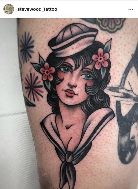 Traditional Tattoo Pin Up Girl, Traditional Tattoo Woman Face, Cheers Tattoo, Traditional Tattoo Pin Up, Traditional Tattoo Girls, Traditional Tattoo Woman, Neo Tattoo, Traditional Tattoo Inspiration, Girl Face Tattoo