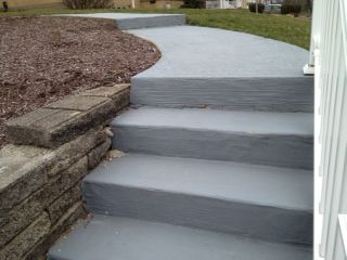 Painted Stair Risers, Cement Steps, Painted Concrete Steps, Brick Porch, Paint Concrete, Painting Cement, Concrete Paint, Painted Concrete, Front Stoop