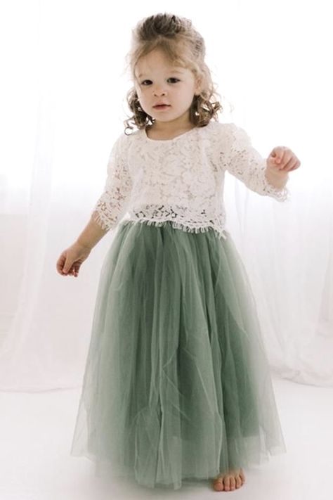 Flowergirls Dress, Green Flower Girl Dresses, Dresses Long Sleeves, Sage Green Bridesmaid Dress, Tulle Flower Girl Dress, Green Tulle, Sage Green Wedding, Tulle Flower Girl, Tulle Flowers