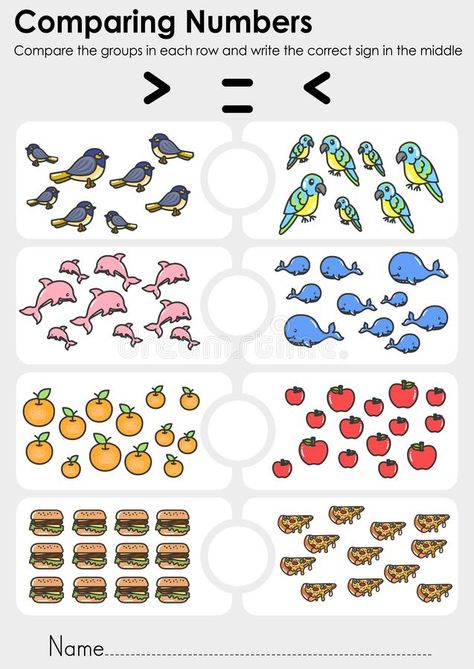 Comparing Numbers Kindergarten, Comparing Numbers Worksheet, Maternelle Grande Section, Numbers Worksheet, Numbers Worksheets, Comparing Numbers, Preschool Math Worksheets, Kids Worksheets Preschool, 1st Grade Math Worksheets