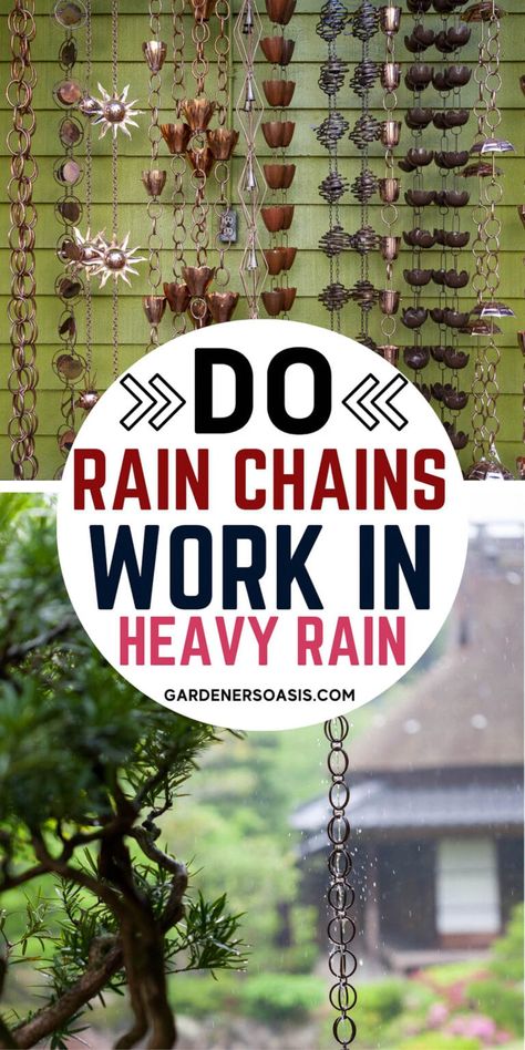 How To Make A Rain Chain, Gutter Chains, Rain Chain Installation, Rain Chain Diy, Rain Chain Garden, Downspout Drainage, Gutter Drainage, Diy Gutters, Rain Catcher