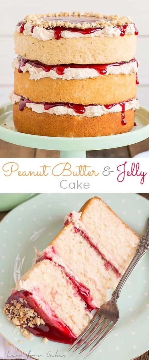 Peanut Butter And Jelly Cake Recipe, Peanut Butter Jelly Cake, Jelly Desserts, Peanut Butter Cake, Cake Layers, Jelly Cake, Best Cake Recipes, Peanut Butter Jelly, Peanut Butter And Jelly