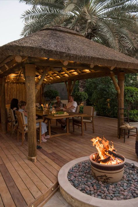 Wooden Gazebos Pergolas, Thatched Pergola, Thatched Gazebo, Decking Outdoor, Garden Huts, Resort Design Plan, Hut House, Mexican Hacienda, Thatched House