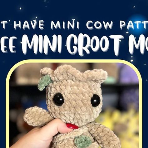 Mini Chunky Crochet Patterns, Free Character Crochet Patterns, Free Chenille Crochet Patterns, Cartoon Crochet, Crochet Animal Chunky Yarn, Amigurumi Super Bulky Yarn, Chenille Yarn Crochet Patterns Amigurumi, Nerdy Crochet Patterns Free, Groot Crochet Pattern