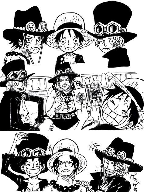 One Piece Sabo X Luffy, Sabo And Luffy And Ace, Sabo X Luffy Comic, Ace Sabo Luffy Comic, Ace Sabo Luffy Manga, Ace And Luffy Manga, Sabo X Law, Ace And Luffy Fanart, Asl Brothers One Piece