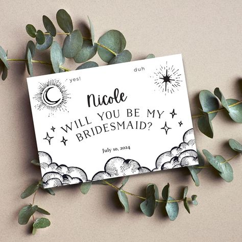 Will You Be My Bridesmaid Card, Editable Template, Witchy, Tarot Card, Ouija Board, Bridesmaid Proposal, Unique Wedding, Bridal Party, 5x7in Bridesman Proposal, Dark Wedding Theme, Maid Of Honor Proposal, Bridesmaid Card, Celestial Wedding, Dark Wedding, Be My Bridesmaid Cards, Bachelorette Party Themes, Ouija Board