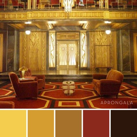 1920s Color Scheme, Theater Color Palette, Gold Red Color Palette, Old Hollywood Color Palette, Horror Color Palette, Adobe Color Palette, Arabian Majlis, Art Deco Color Palette, Book Spot