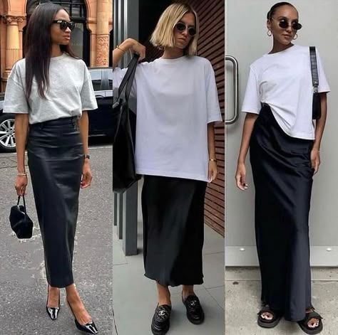 Fashion Inspiration on Instagram: "Shop ➡️ @MONTTERINI🤍

💘Lovely Styles With 30% Discounts!

Which One, Girls? 🔥

SHOP 👉 🔗 MONTTERINI. COM

Prices from 🏷 49 USD

✅ Sizes XS-XXL

Free shipping worldwide & All taxes included🚀

👉SHOP @montterini" Midi Skirt Spring Outfit, Satin Skirt Outfit Casual, Long Leather Skirt Outfit, Black Satin Skirt Outfit, Midi Skirt Outfits Summer, Satin Skirt Outfit, Black Satin Skirt, Long Leather Skirt, Rok Outfit