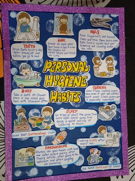 Health Hygiene Posters, Proper Hygiene Poster, Personal Hygiene Poster Ideas, Health And Hygiene Posters For Kids, Personal Hygiene Poster, Hygiene Poster, Healthy Hygiene, Health Bulletin Boards, Wall Magazine