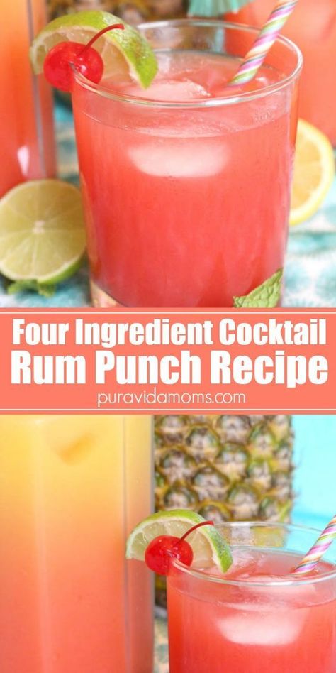 Tropical Rum Punch, Rum Punch Cocktail, Rum Punch Recipe, Fruity Mixed Drinks, Rum Drinks Recipes, Fruity Alcohol Drinks, Pitcher Drinks, Alcoholic Punch Recipes, Rum Punch Recipes