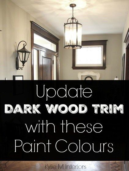 Ideas to update dark wood trim, cabinets or flooring with the best paint colours like gray, blue, green and more Trim Cabinets, Painting Wood Trim, Stained Wood Trim, Dark Wood Trim, Best Wall Colors, Best Neutral Paint Colors, Stained Trim, Dark Trim, Neutral Paint Color