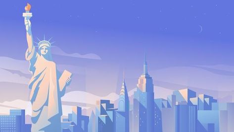 New York Cartoon, City Panorama, Postcard Ideas, Aesthetic Widgets, Jerry Cartoon, New York Landmarks, Disney 2023, Web Background, New York Cityscape