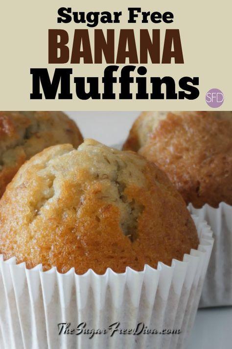 Sugar Free Banana Muffins, Sugar Free Muffins, Muffins Breakfast, Muffins Easy, Recipe Banana, Sugar Free Baking, Sugar Free Recipes Desserts, Coconut Cream Pie, Diet Vegetarian