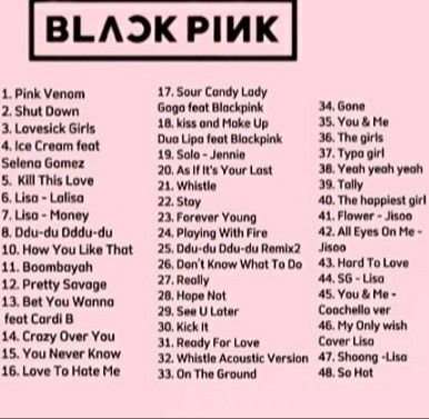 Black Pink All Songs List, All Blackpink Songs List, Black Pink Songs List, Blackpink All Songs List, Blackpink Album Cover, Blackpink Playlist, Blackpink Lyrics, Group Songs, Diary App