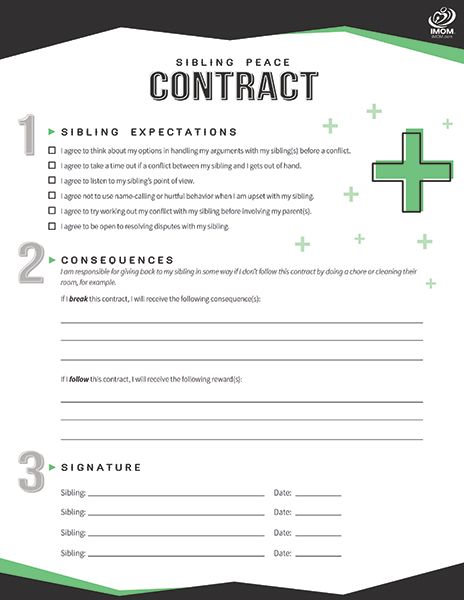 Free Printable Contracts for Kids and Teenagers! - iMom Family Contract Free Printable, Kid Contracts, Sibling Jealousy, Free Printables For Kids, Parenting Boys, Printables For Kids, Kid N Teenagers, Keep The Peace, Parenting Articles