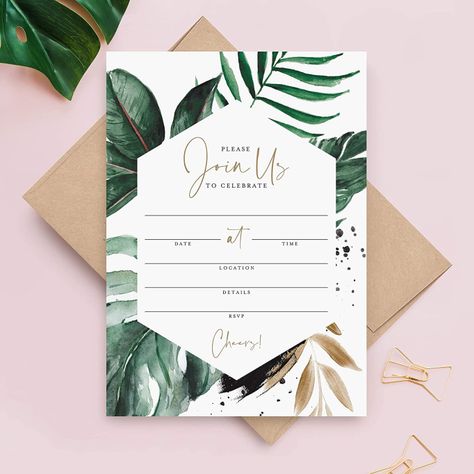 Baby Shower on Zoom: Virtual Shower Favors, Invites, Tips, Games – SheKnows Unconventional Wedding Reception, Greenery Invitation, Corporate Event Design, Tropical Greenery, Animal Baby Shower Invitations, Engagement Celebration, Virtual Baby Shower, Engagement Invitations, Watercolor Invitations