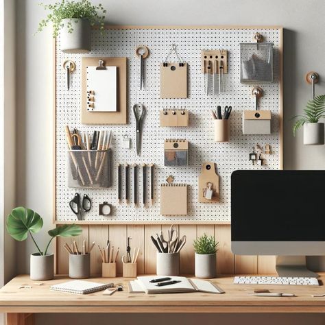 Transform Your Office with Vertical Storage Solutions Discover the secrets to a tidy and functional office with our professional organizer's guide to vertical storage. From floating shelves to pegboards, learn how to maximize your space and boost productivity. Pin this for inspiration and visit our blog for more tips! 📌 Read more: https://ispeakorganized.com/blog/maximize-office-efficiency-vertical-storage-tips #HomeOrganization #OfficeOrganizationTips #ProfessionalOrganizers #OrganizedLiving Vertical Office Organization, Peg Board Above Desk, Pegboard Organization Office, Home Office Pegboard, Peg Board Office, Office Pegboard, Diy Desktop Organizer, Peg Board Walls, Pegboard Kitchen