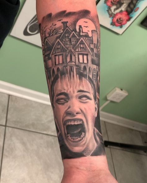 The Haunting of Hill House tattoo Horror House Tattoo, The Haunting Of Hill House Tattoo, Haunting Of Hill House Tattoo, Hill House Tattoo, The Haunting Of Hill House, Haunting Of Hill House, House Tattoo, The Haunting, Home Tattoo