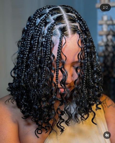 Knotless Boho Box Braid Bob, Knotless Goddess Box Braids Bob, Knotless Bob Goddess Braids, Hair Styles Goddess Braids, Goddess Bob Knotless Braids, Summer Braiding Hairstyles, Goddess Braids Short Natural Hair, Braids In Bob Style, Goddess Braids Bob Hairstyles