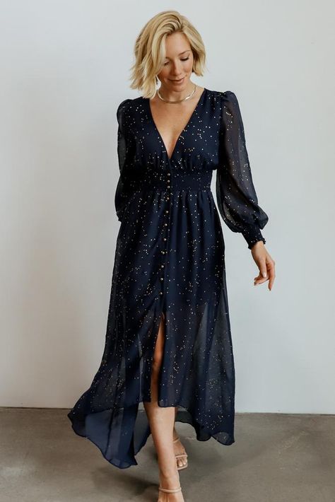 Leah Navy Gold Sparkle Maxi Dress Medium | Baltic Born Dresses For Engagement Pictures, Dresses Maternity, Dresses Holiday, Baltic Born, Maxi Dress Navy, Wedding Guest Dresses, Navy Gold, Gold Sparkle, Dress Picture