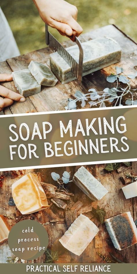 Soap Making for Beginners: Cold Process Soap Recipe - Learn how to make soap bars with this cold process soap recipe for beginners looking to refine their soap making technique! soap making for beginners | soap making ideas | cold process soap techniques Herbal Soap Recipes, Diy Bar Soap, Make Soap For Beginners, Herbal Crafts, Herb Soap, Soap Making For Beginners, Luffa Soap, Making Soaps, Savon Diy